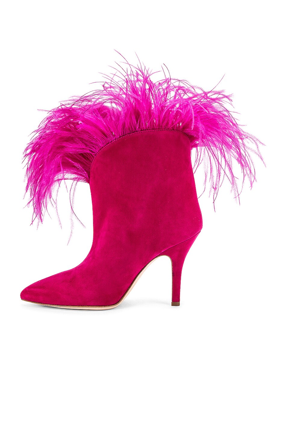 Paris Texas Suede Stiletto Ankle boot with Marabou Feathers in Fuchsia ...