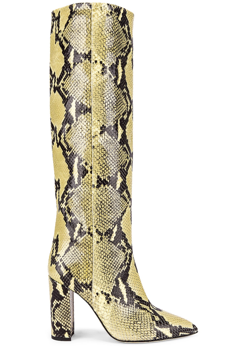 Image 1 of Paris Texas Knee High Python Print Boot in Chartreuse