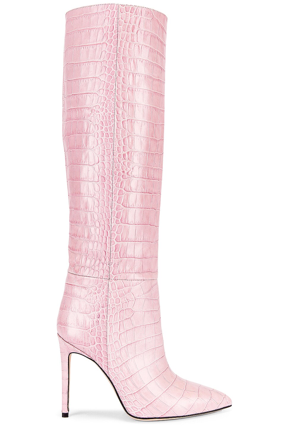 Image 1 of Paris Texas Soft Moc Croco Tall Boot Stiletto Heel in Pink