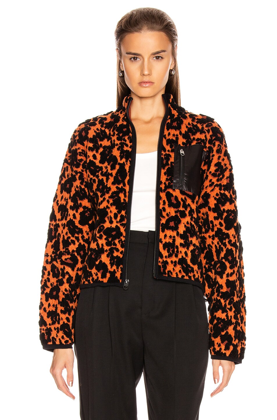 Image 1 of Proenza Schouler White Label Cropped Bomber Jacket in Leopard