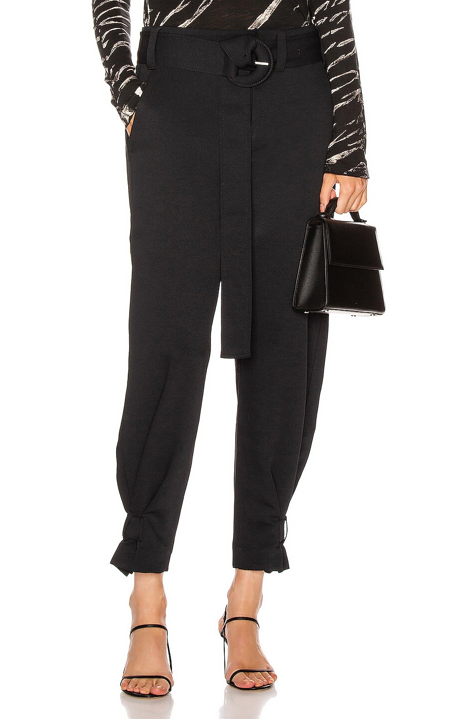 Image 1 of Proenza Schouler White Label Cotton Belted Pant in Black