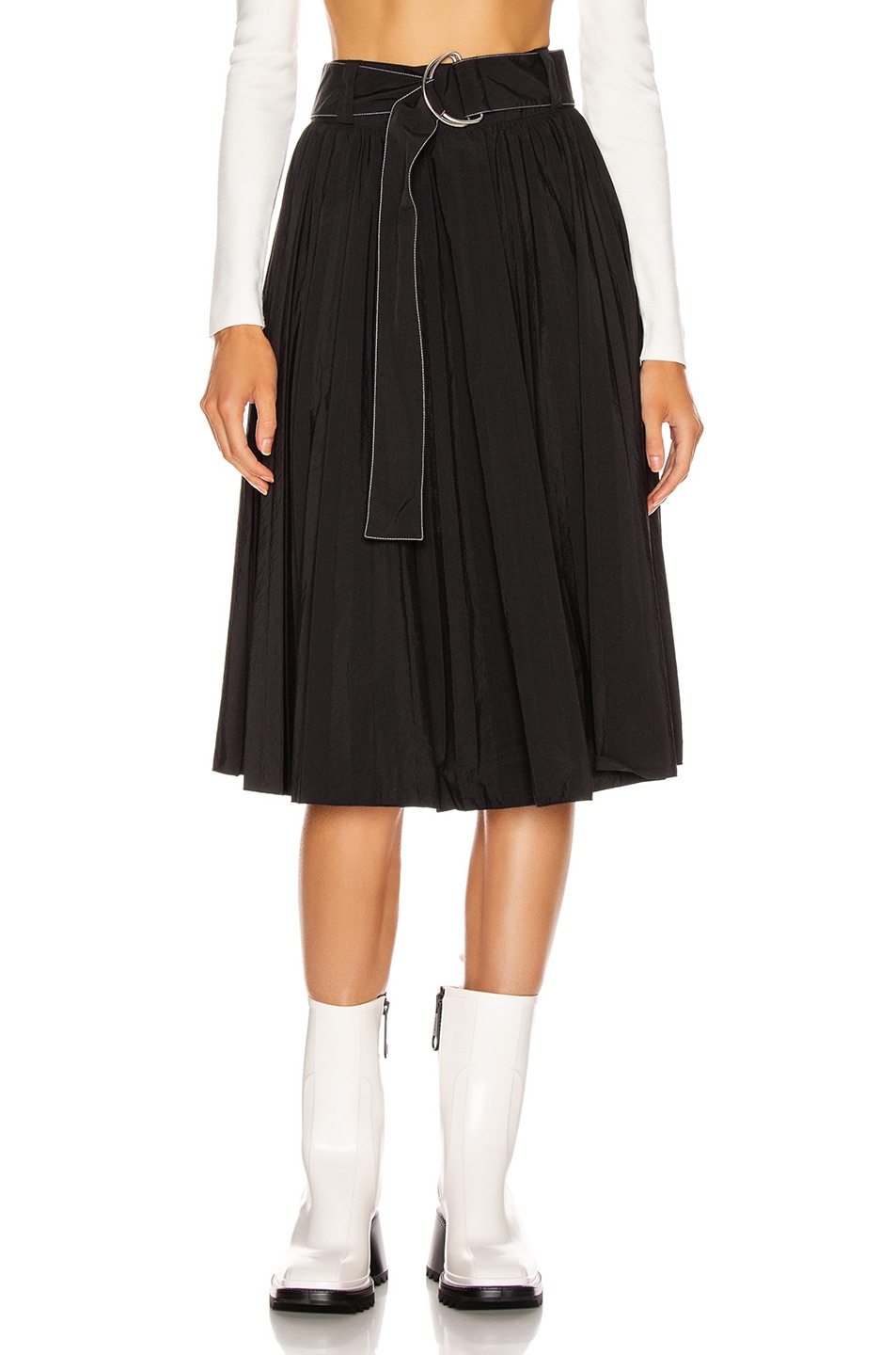 Image 1 of Proenza Schouler White Label Pleated Belt Skirt in Black