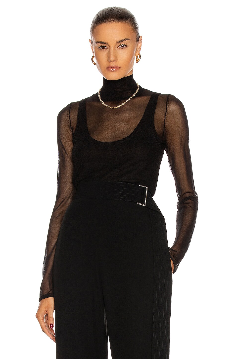Image 1 of Proenza Schouler White Label Turtleneck Layered Knit Top in Black