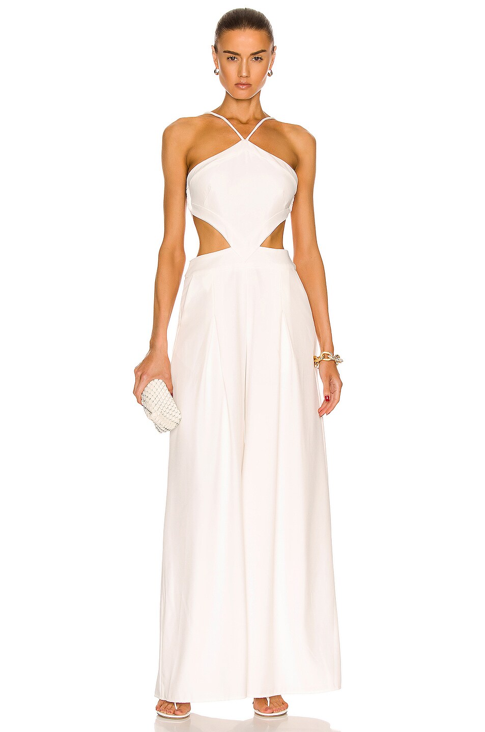 Image 1 of PatBO Halter Neck Cut Out Jumpsuit in White