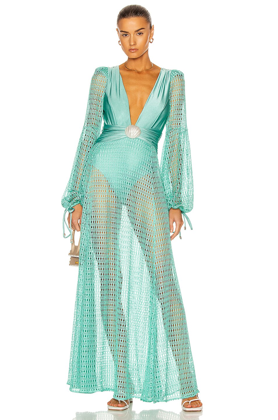 Image 1 of PatBO Netted Beach Dress in Mint