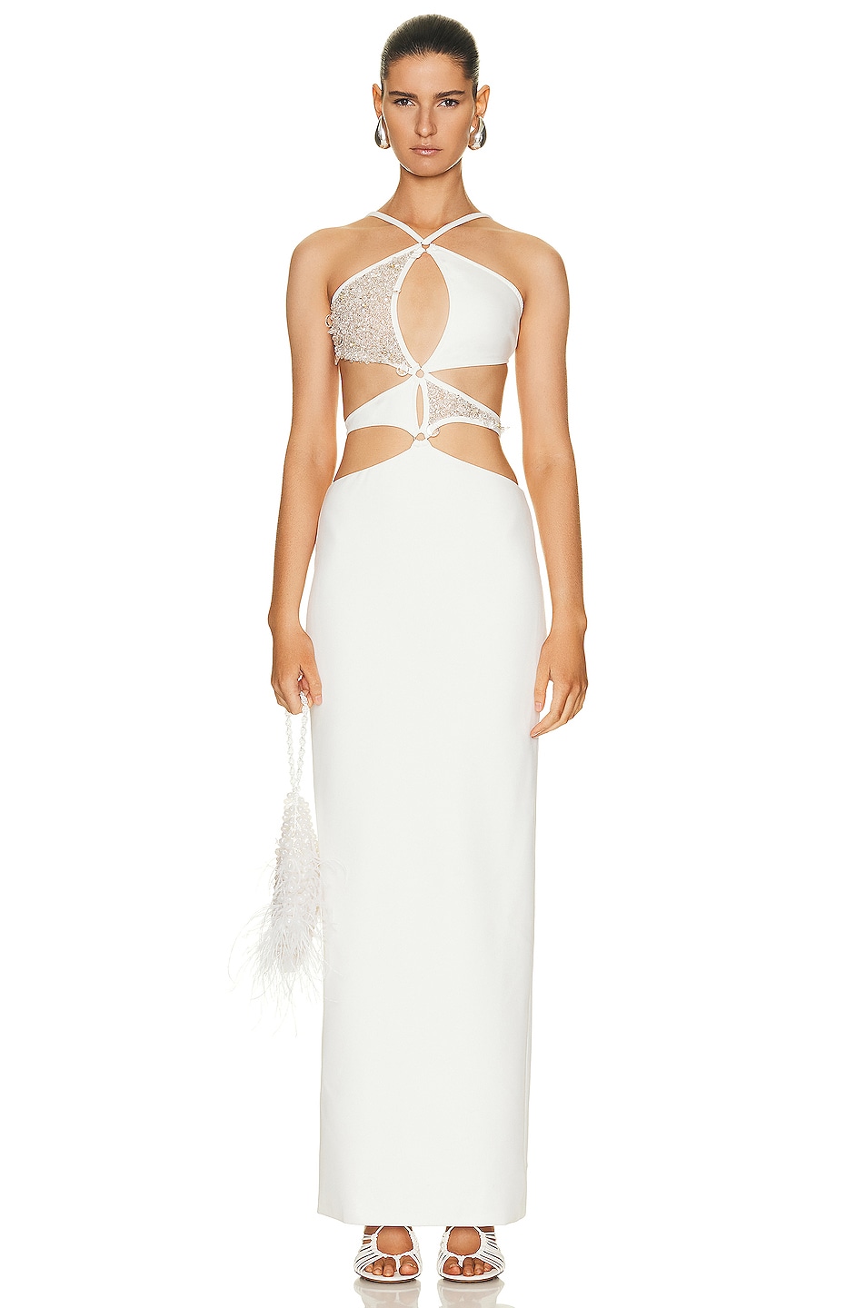 Image 1 of PatBO Hand Beaded Asterisk Dress in White