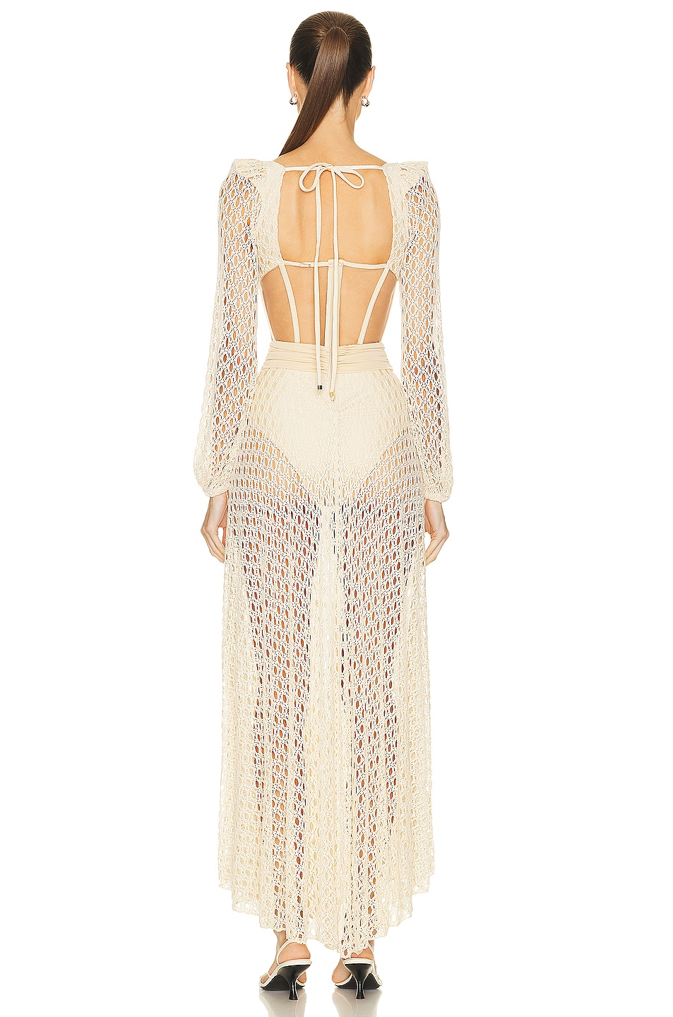 PatBO Monstera Crochet Bustier Dress in Sand FWRD