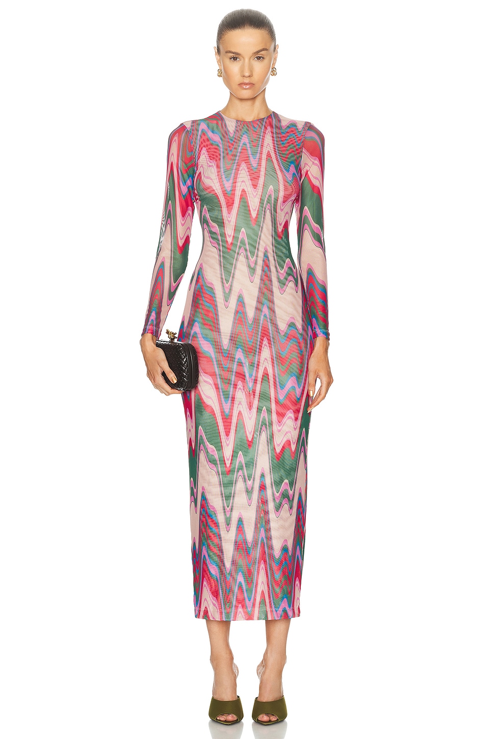 Image 1 of PatBO Wave Printed Tulle Maxi Dress in Multi