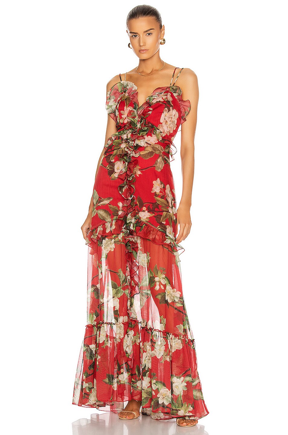 Image 1 of PatBO Floral Convertible Dress in Cherry
