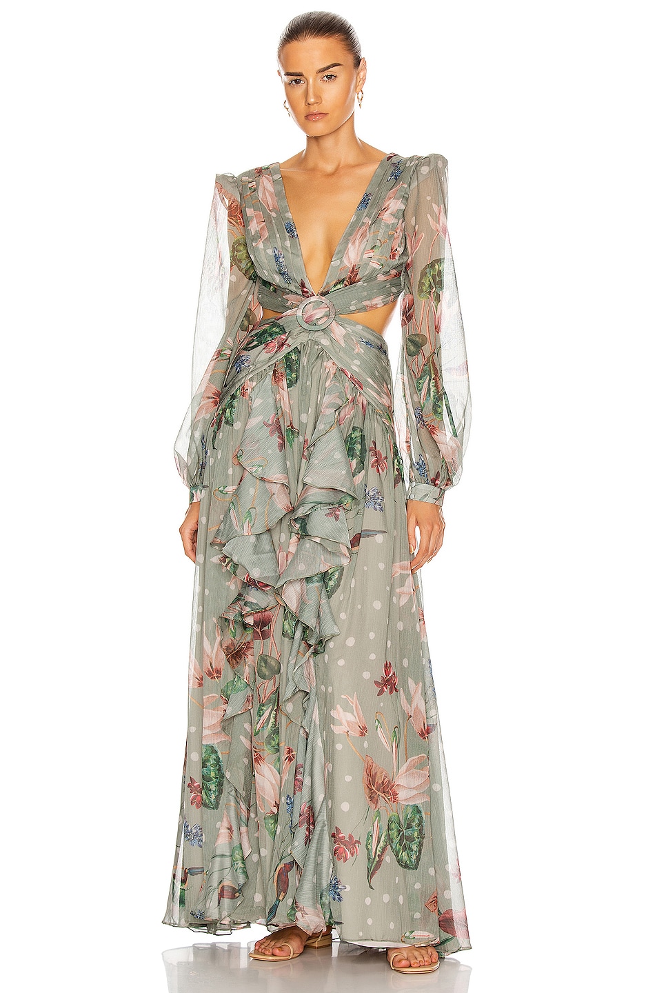 Image 1 of PatBO Sophia Cut-Out Maxi Dress in Moss