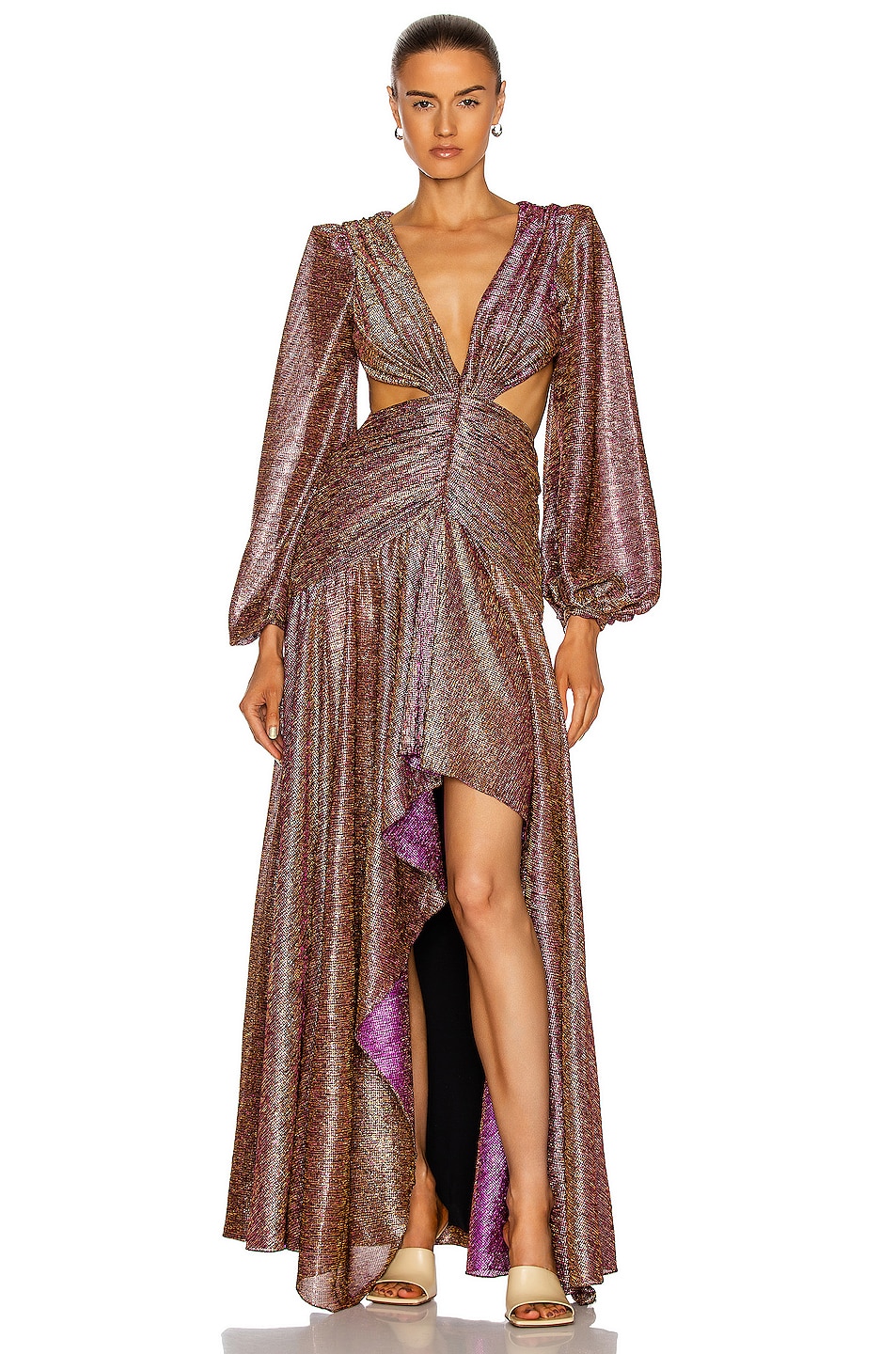 Image 1 of PatBO Metallic Cut-Out Gown in Pink