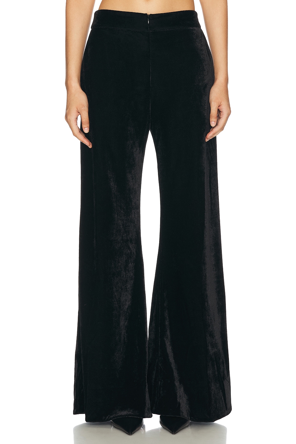 Velvet Wide Leg Pant in Black