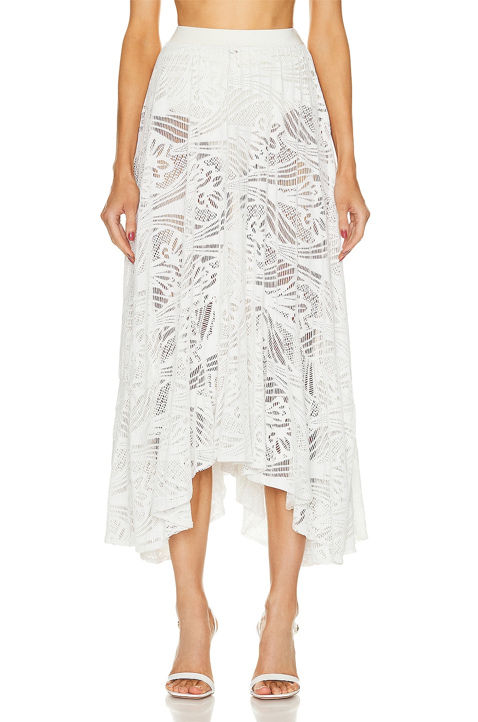 Image 1 of PatBO Metallic Lace Beach Skirt in White
