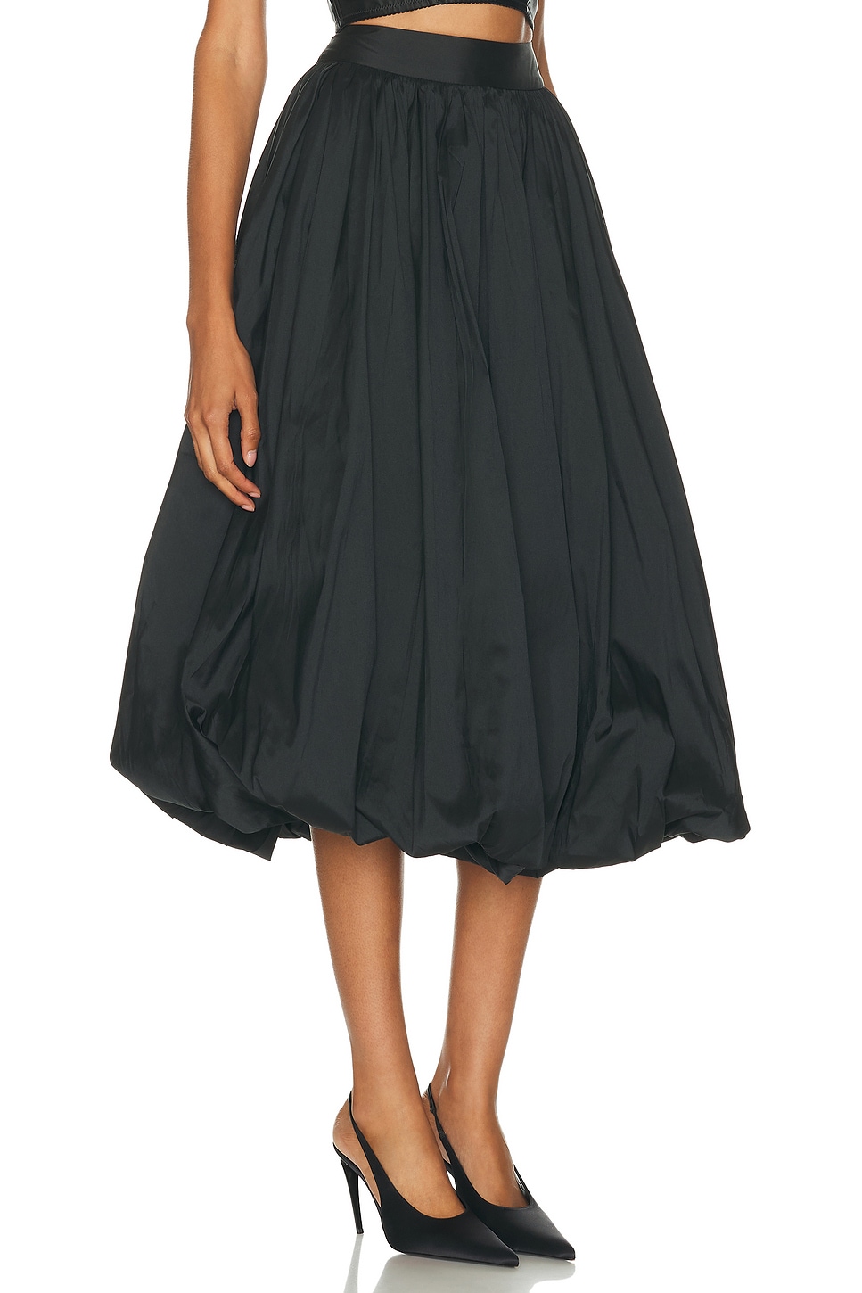 Patbo Taffeta Bloom Bubble Midi Skirt In Gold