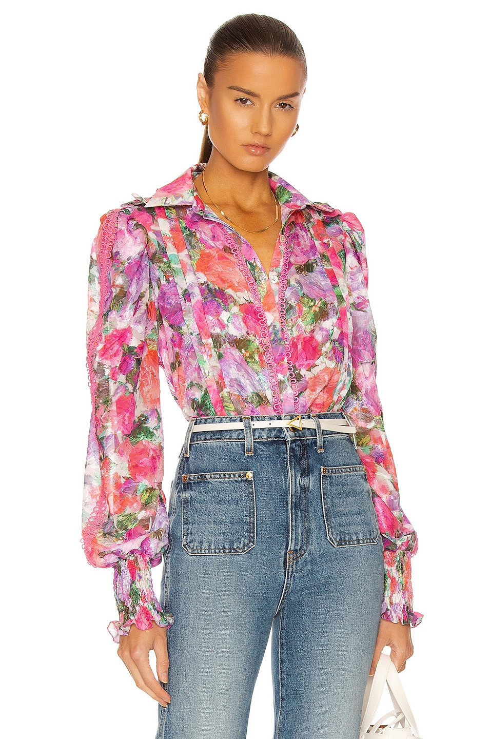 Image 1 of PatBO Blossom Button Front Blouse in Rose