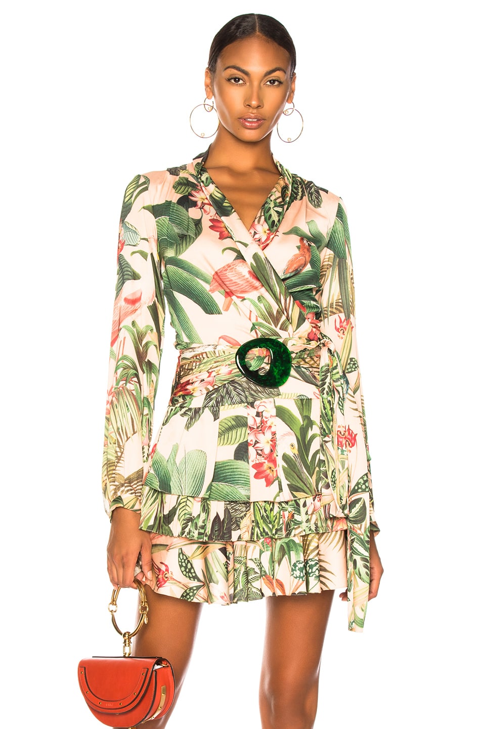 Image 1 of PatBO Paradise Print Wrap Top in Pink