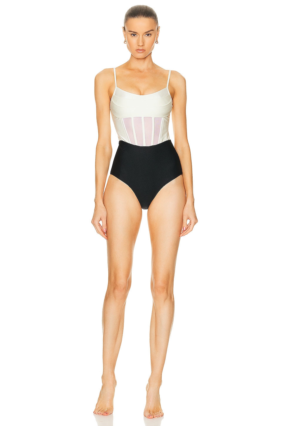 Image 1 of PatBO Colorblock Swimsuit in Black & White