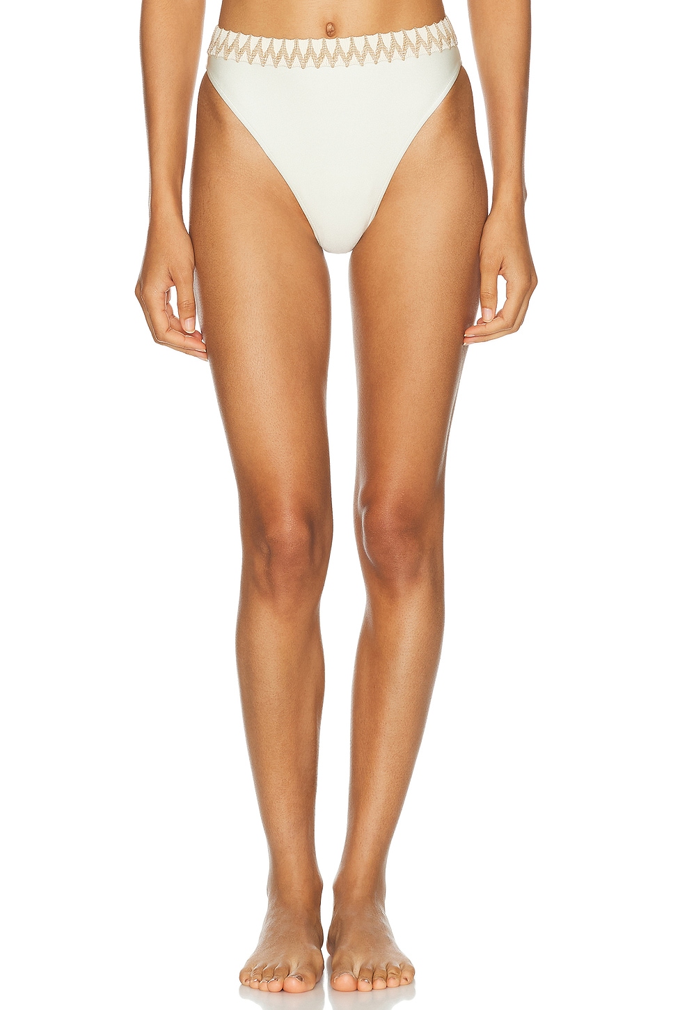 Image 1 of PatBO Jute Trim Bikini Bottom in Ivory