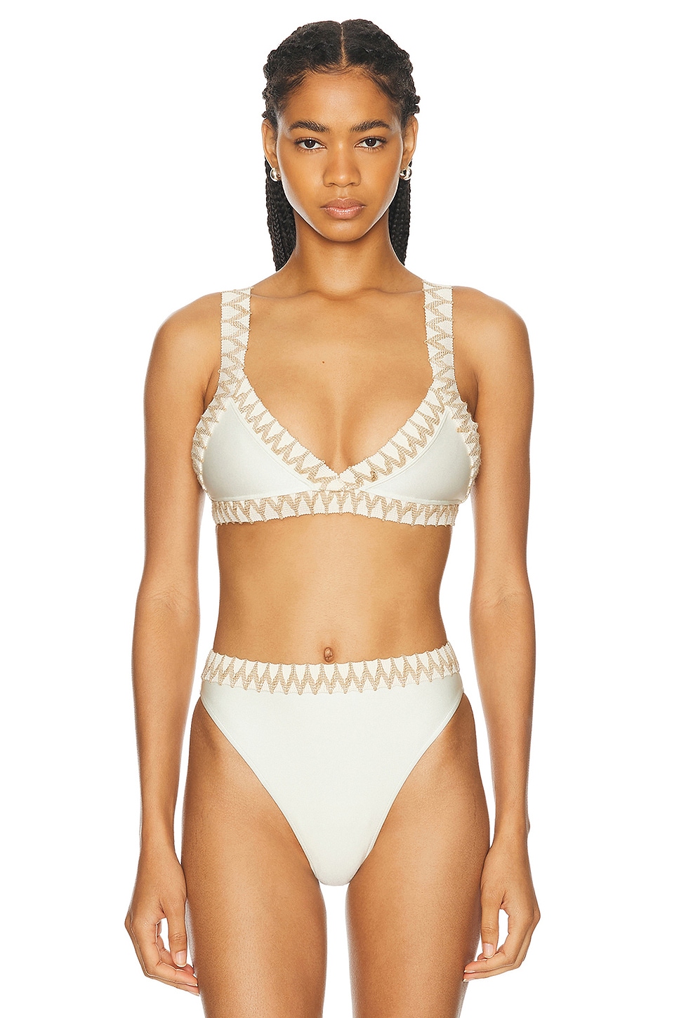 Image 1 of PatBO Jute Trim Bikini Top in Ivory