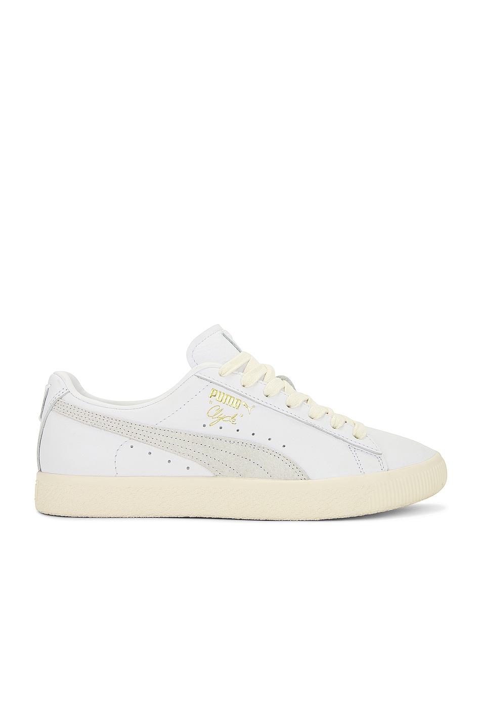 Image 1 of Puma Select Clyde Base Sneakers in Puma White, Frosted Ivory, & Puma Team Gold