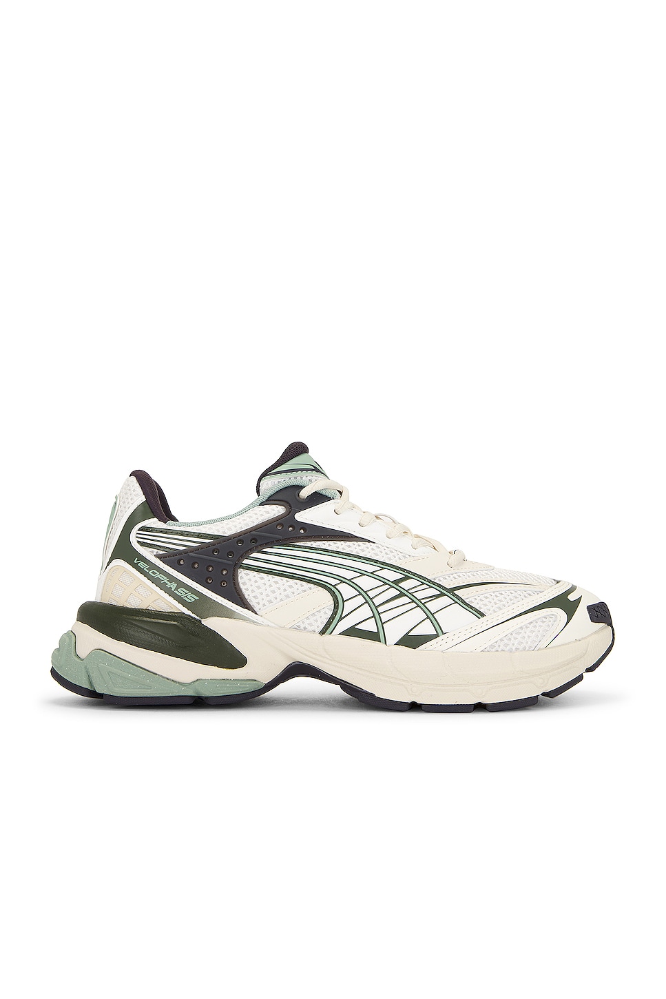Image 1 of Puma Select Velophasis Technisch Sneaker in Warm White, Green Fog, & Dark Coal