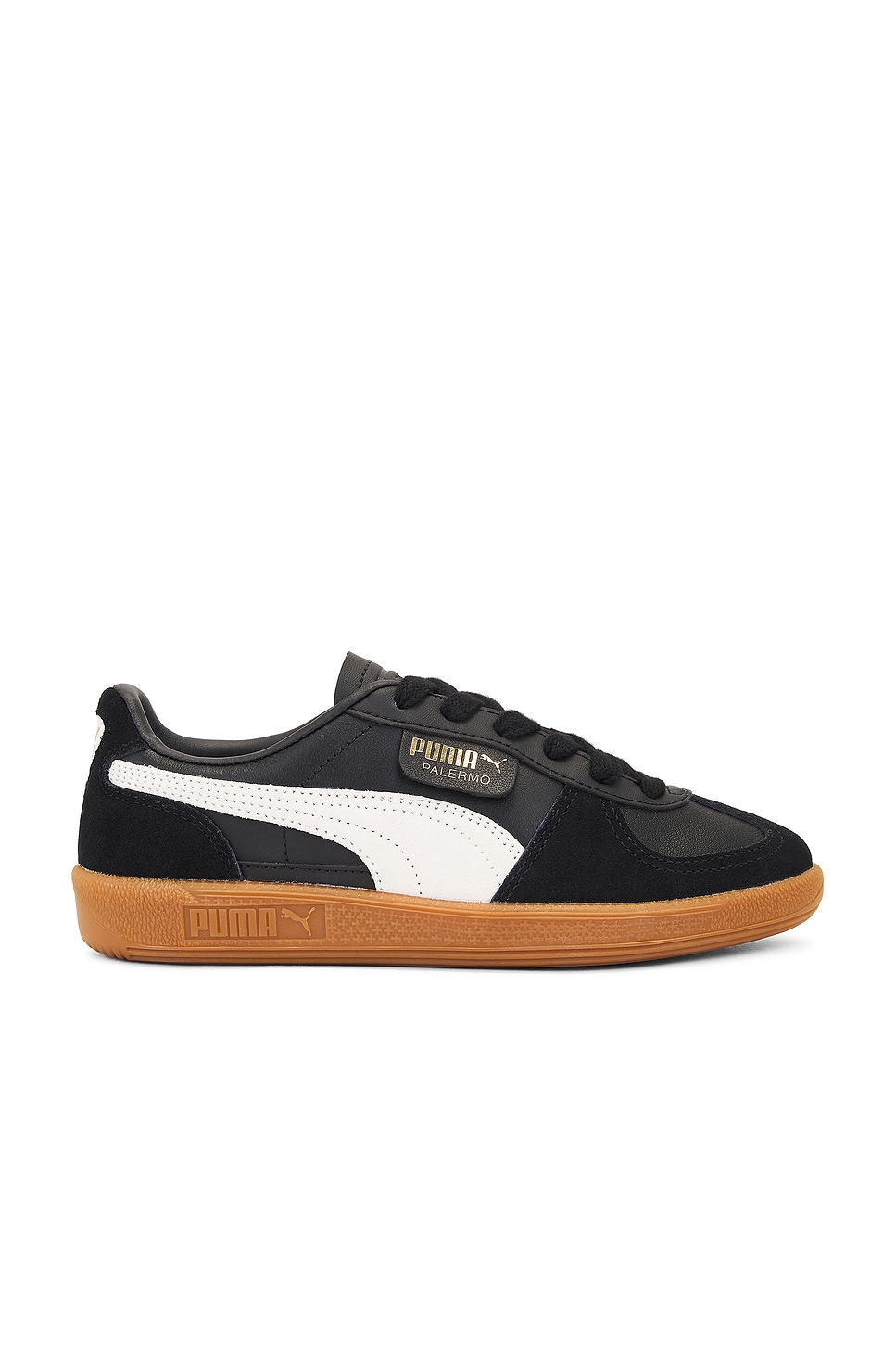 Shop Puma Palermo Sneaker In  Black  Feather Gray  & Gum