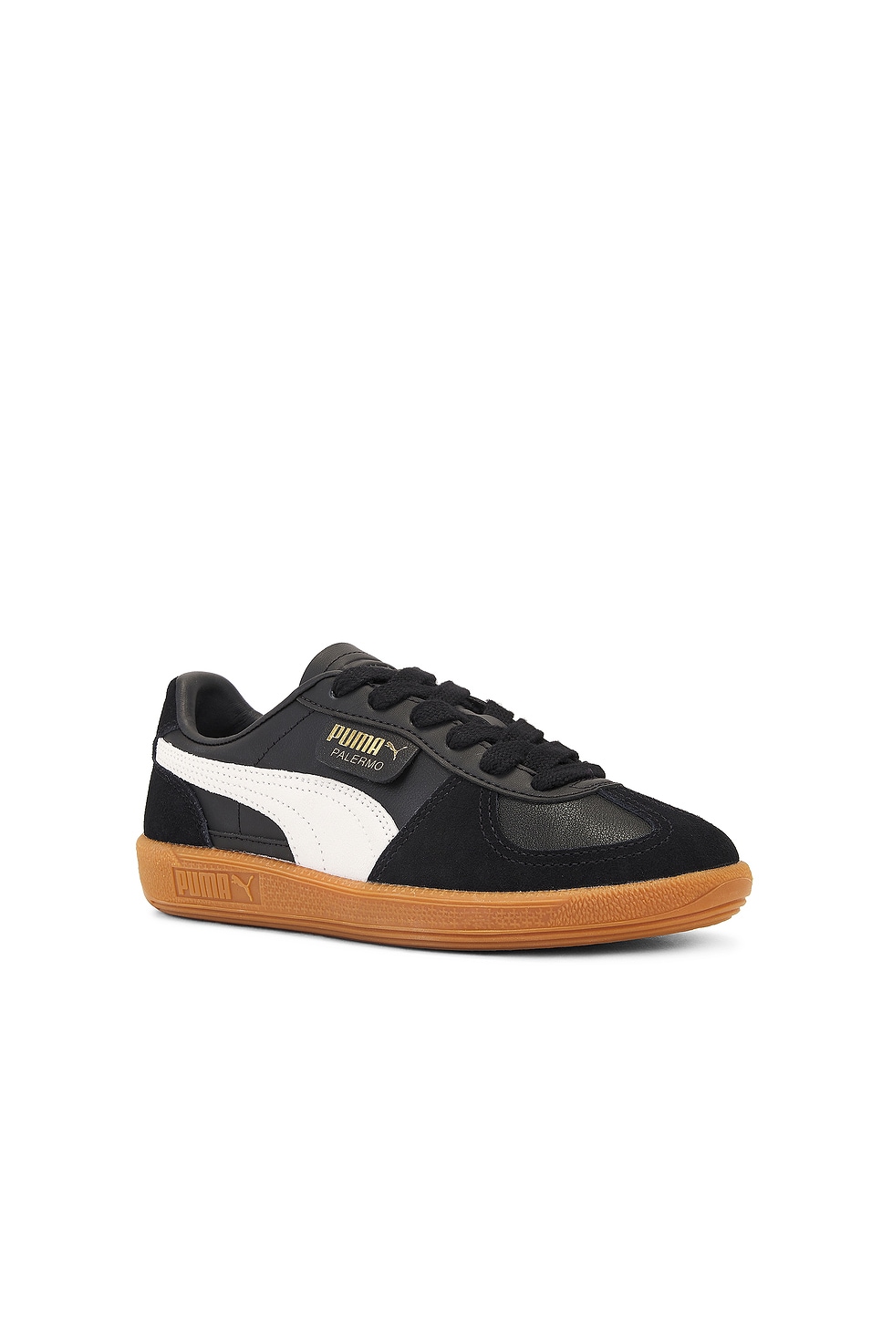 Shop Puma Palermo Sneaker In  Black  Feather Gray  & Gum