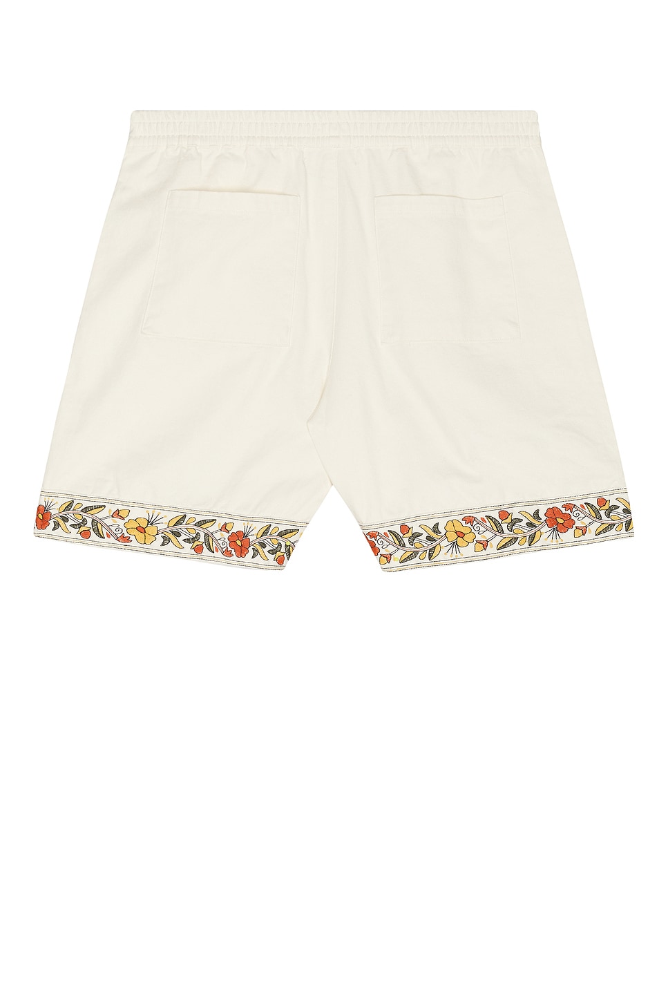 Found Kantha Floral Work Shorts In White