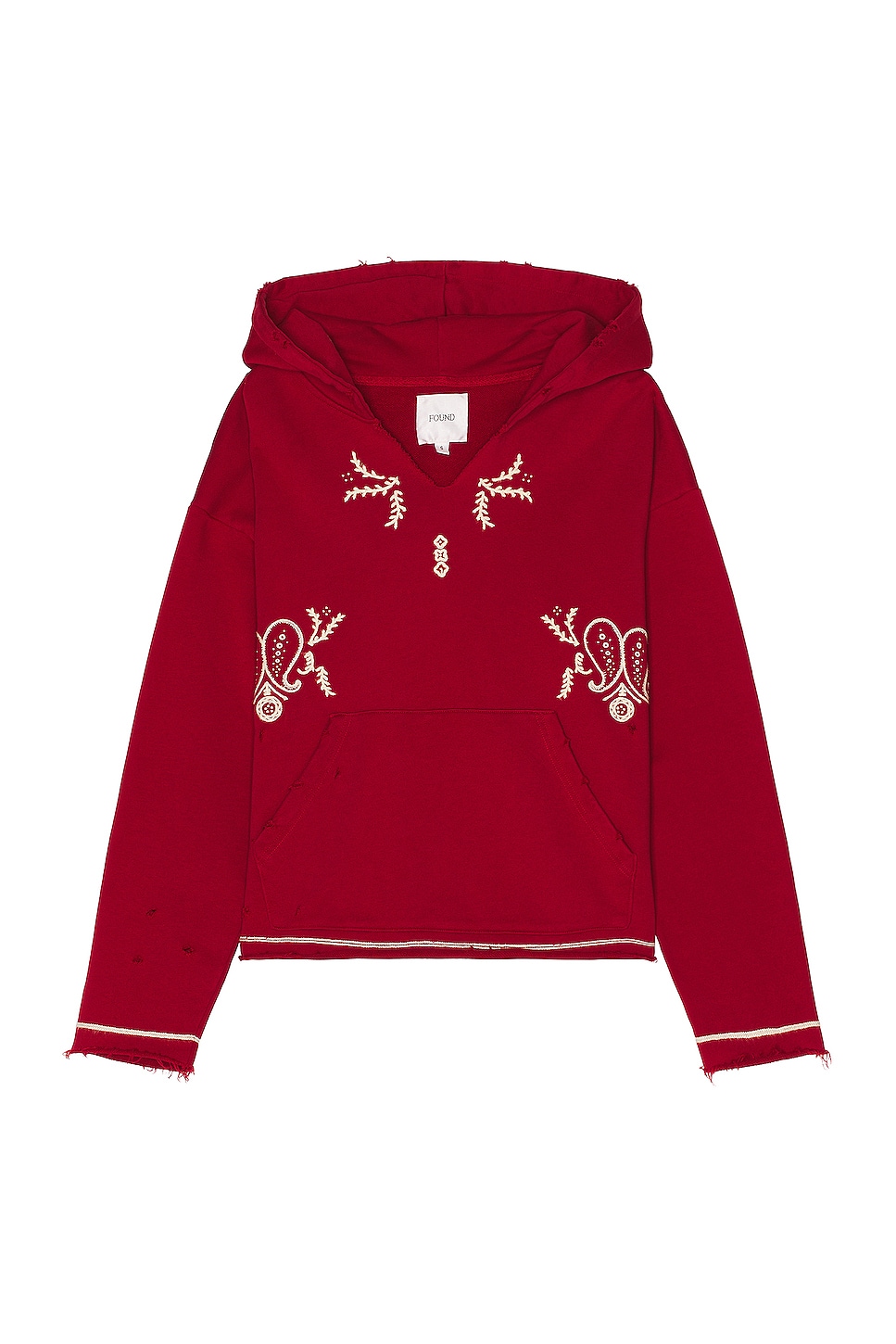 Paisley Embroidered Hoodie in Red