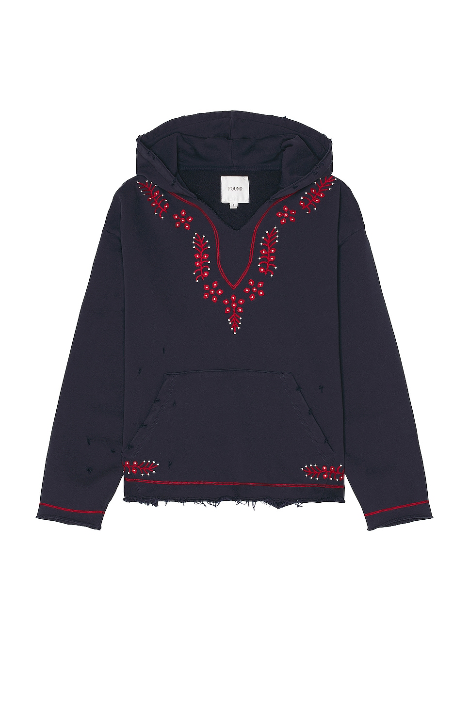 Paisley Embroidered Hoodie in Navy