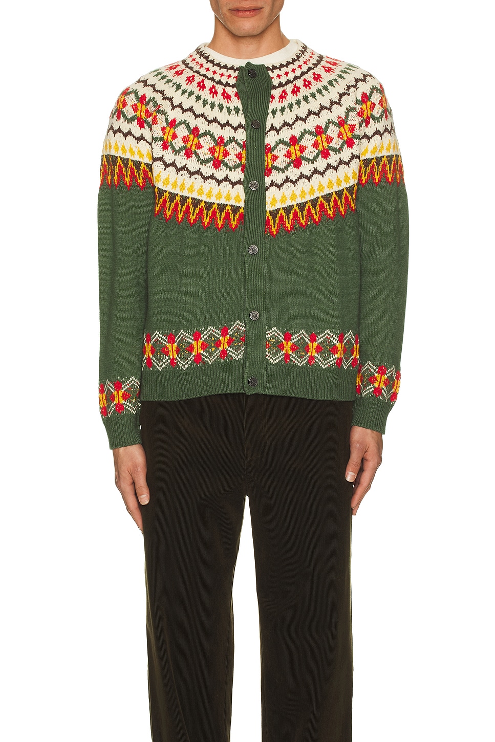 Image 1 of Found Jahan Isles Knit Cardigan in Vintage Olive Green