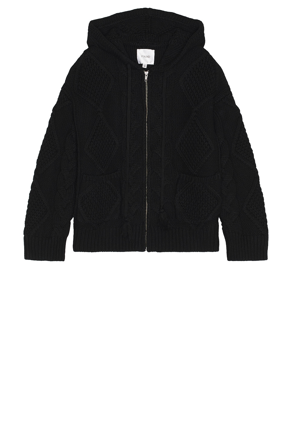 Image 1 of Found Cable Knit Hoodie in Black