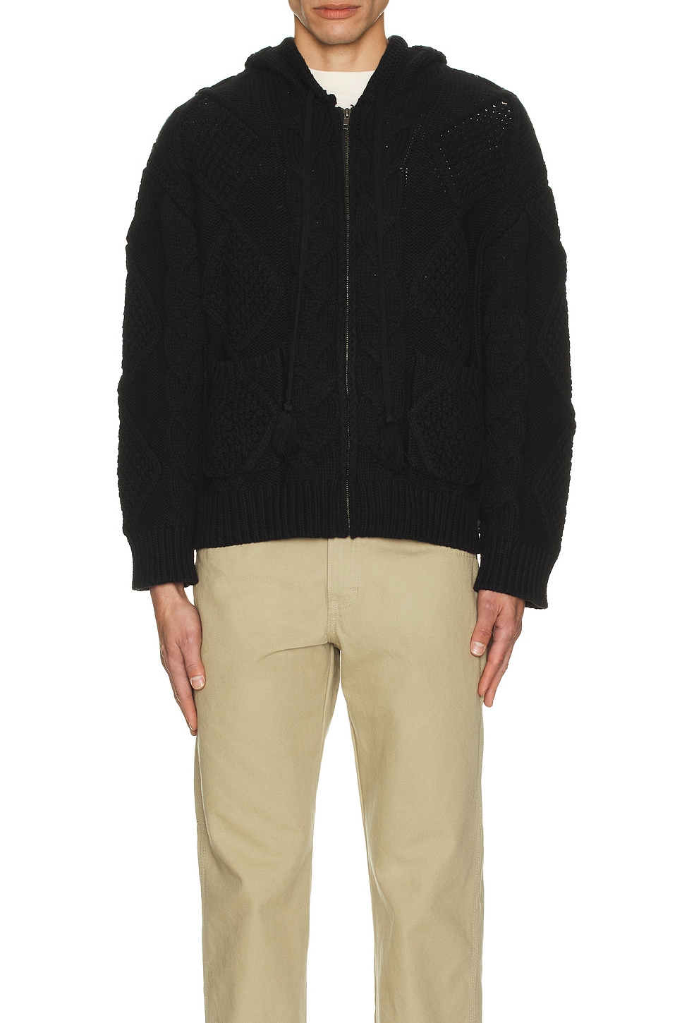 Image 1 of Found Cable Knit Hoodie in Black