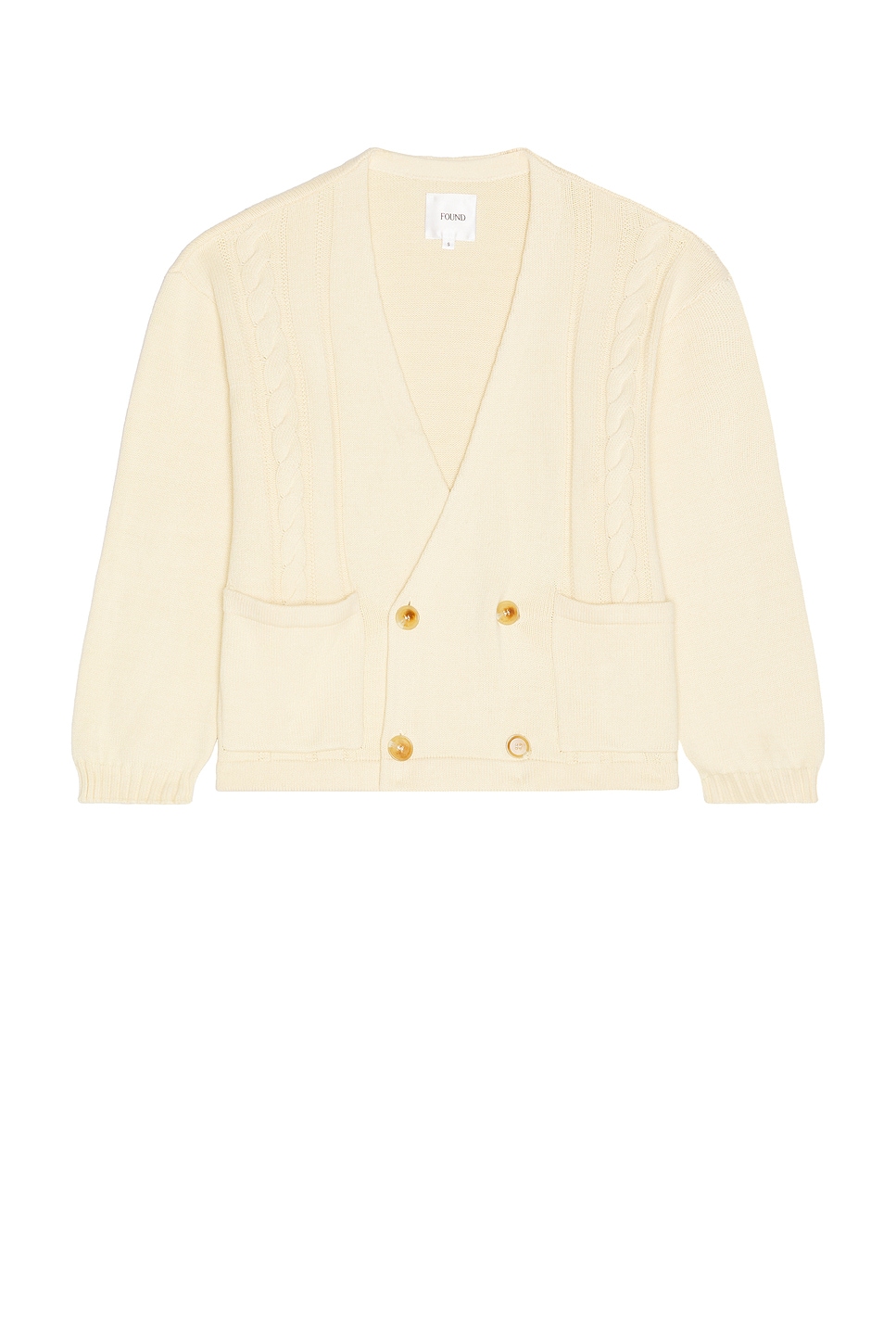 Found Double Breasted Cable Knit Cardigan In Neutral