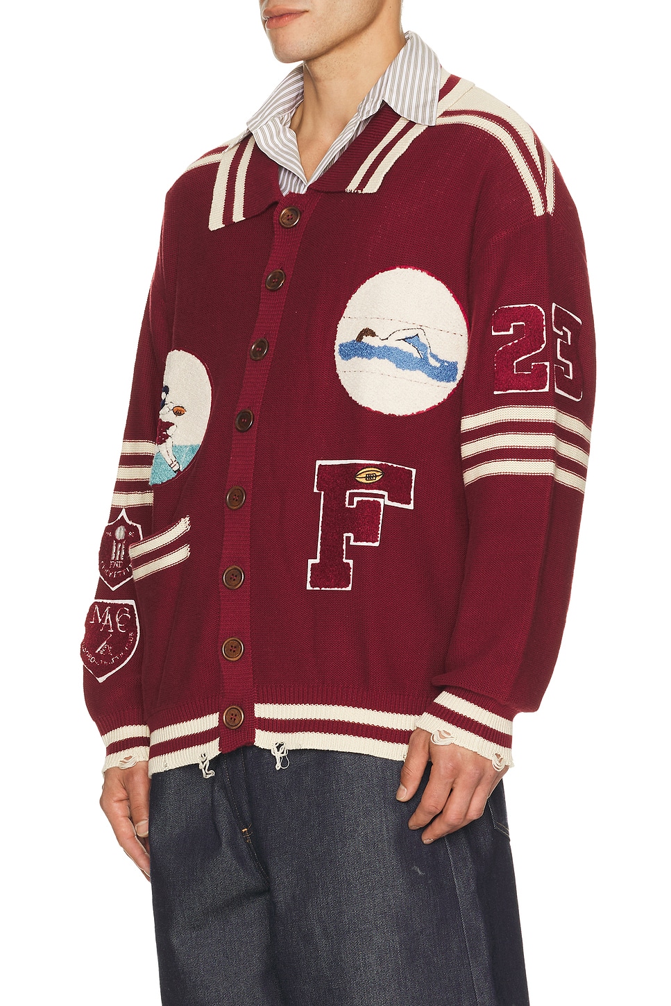 Found Varsity Patch Collared Cardigan | Thumbnail 2
