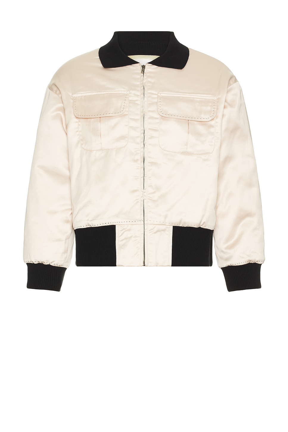 Image 1 of Found Daman Satin Jacket in Cream & Black