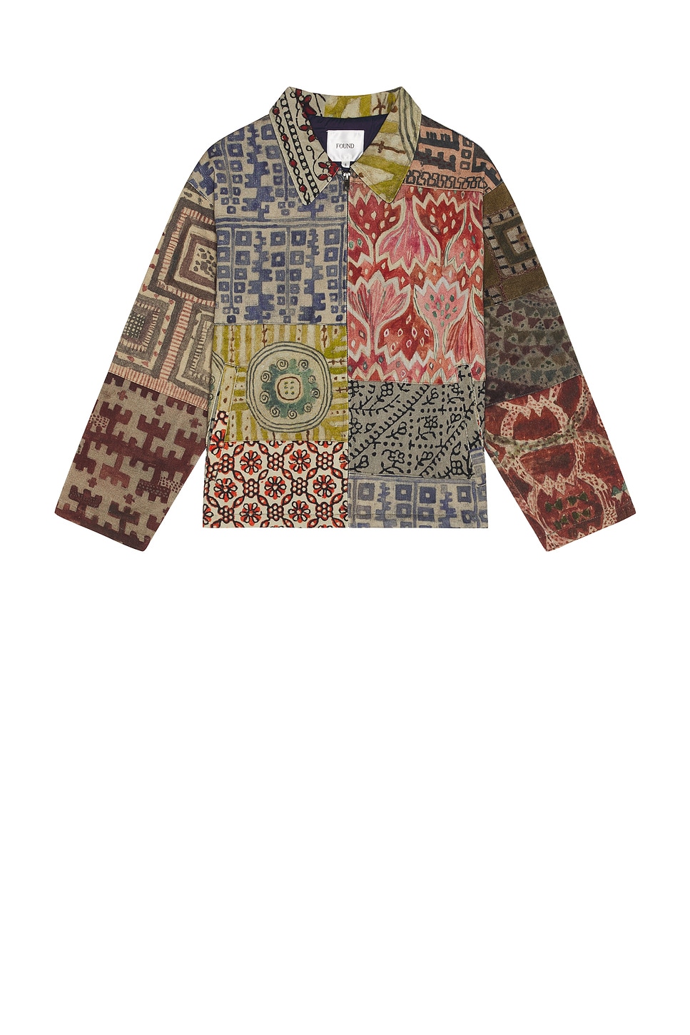 Found Watercolor Mosaic Work Jacket In Multi