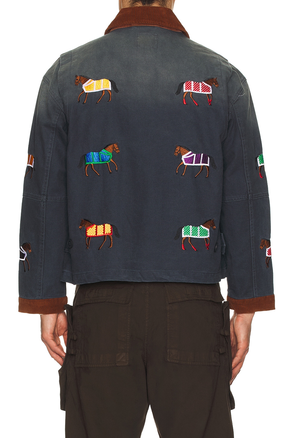 Found Lariat Horse Embroidered Work Jacket In Blue