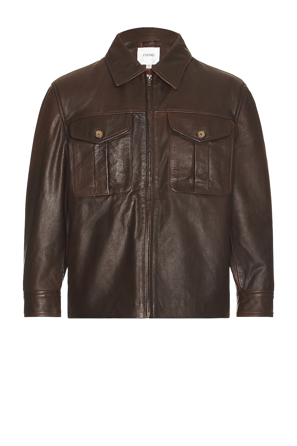 Image 1 of Found Leather Over Shirt in Brown