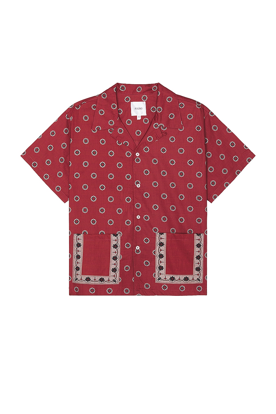Image 1 of Found Motif Short Sleeve Camp Shirt in Red