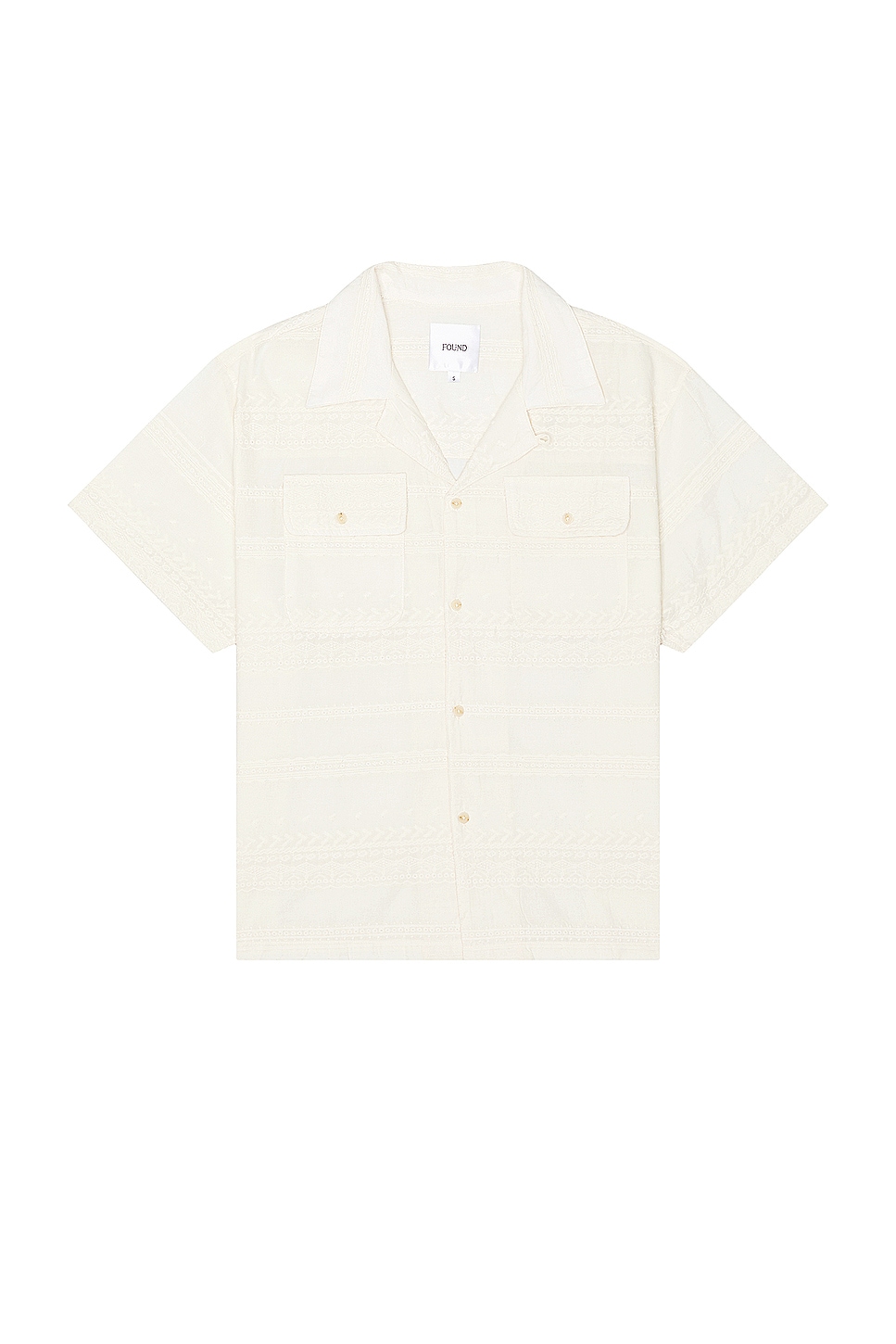 Lace Short Sleeve Camp Shirt in White