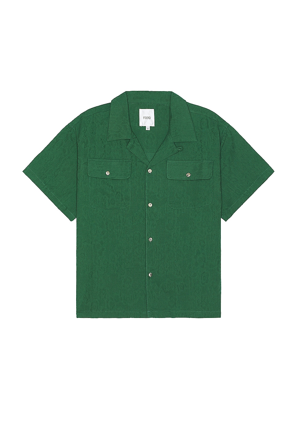Image 1 of Found Textured Linen Short Sleeve Camp Shirt in Forest