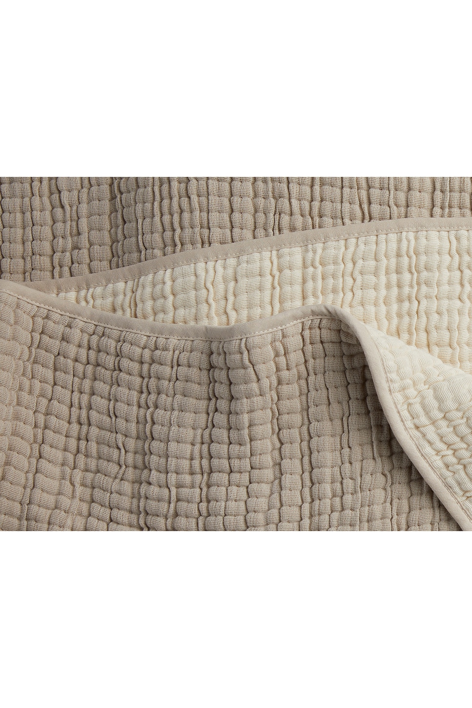 Parachute Organic Two Tone Rib Knit Throw In Natural & Ivory
