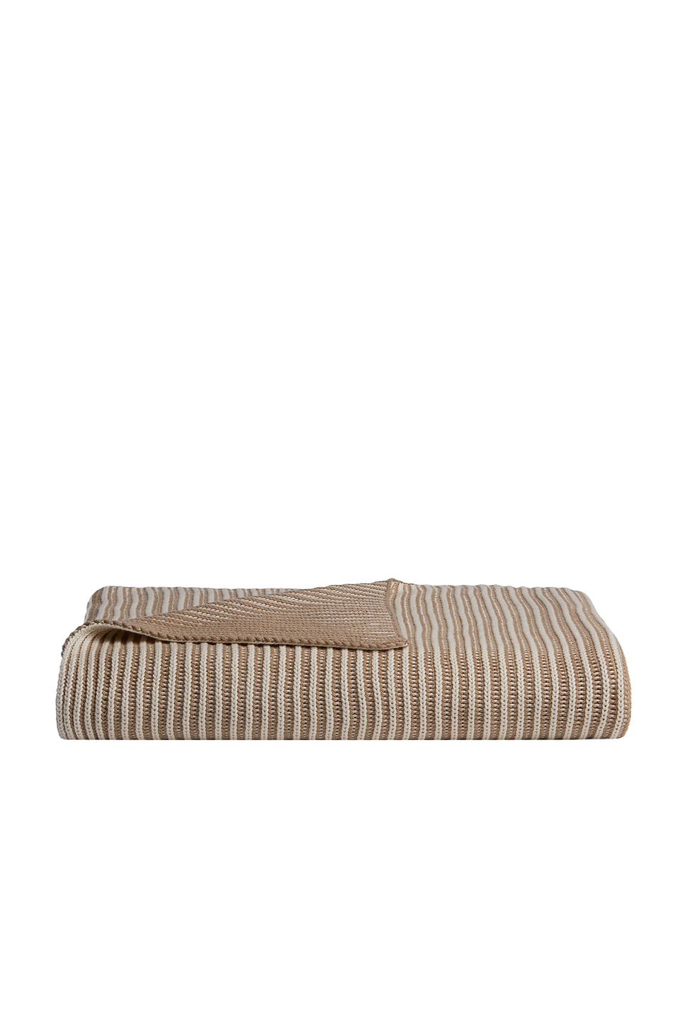 Image 1 of Parachute Organic Two Tone Rib Knit Throw in Cream & Flax