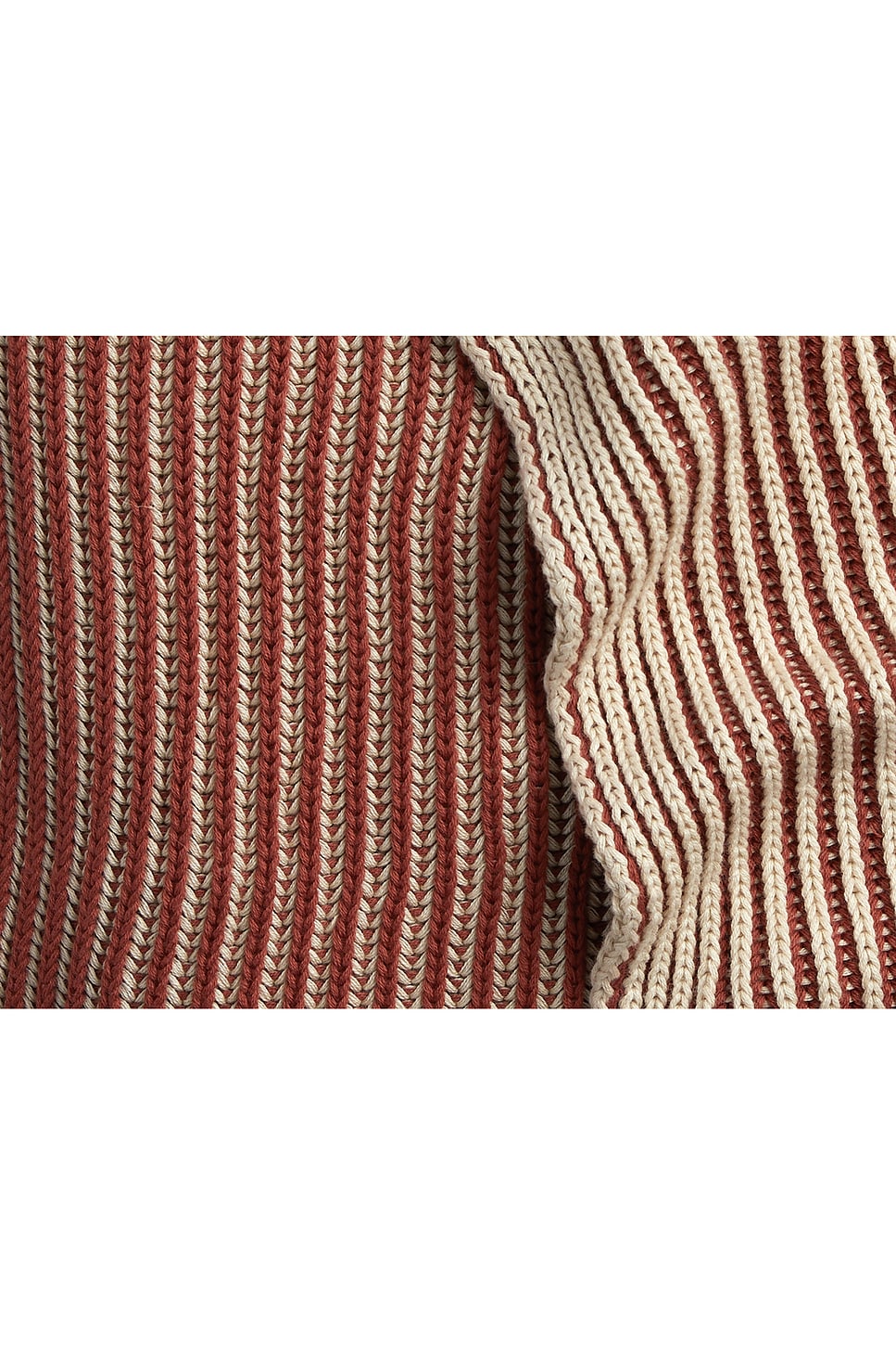 Shop Parachute Organic Two Tone Rib Knit Throw In Canyon & Natural