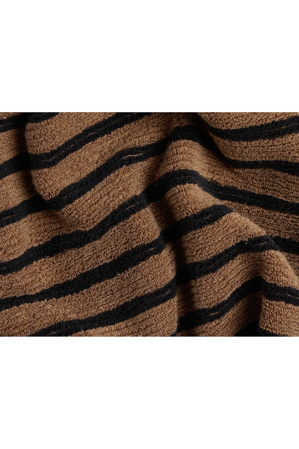 Shop Parachute Organic Resort Stripe Washcloth In Camel With Soft Black