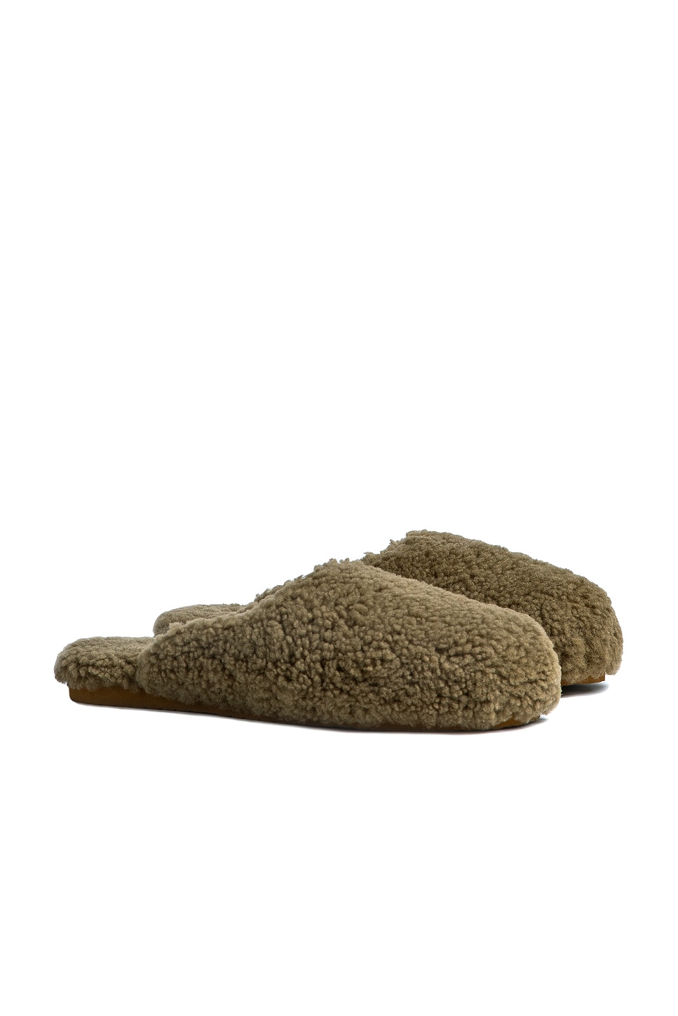 Shearling Wool Lounge Slippers in Green