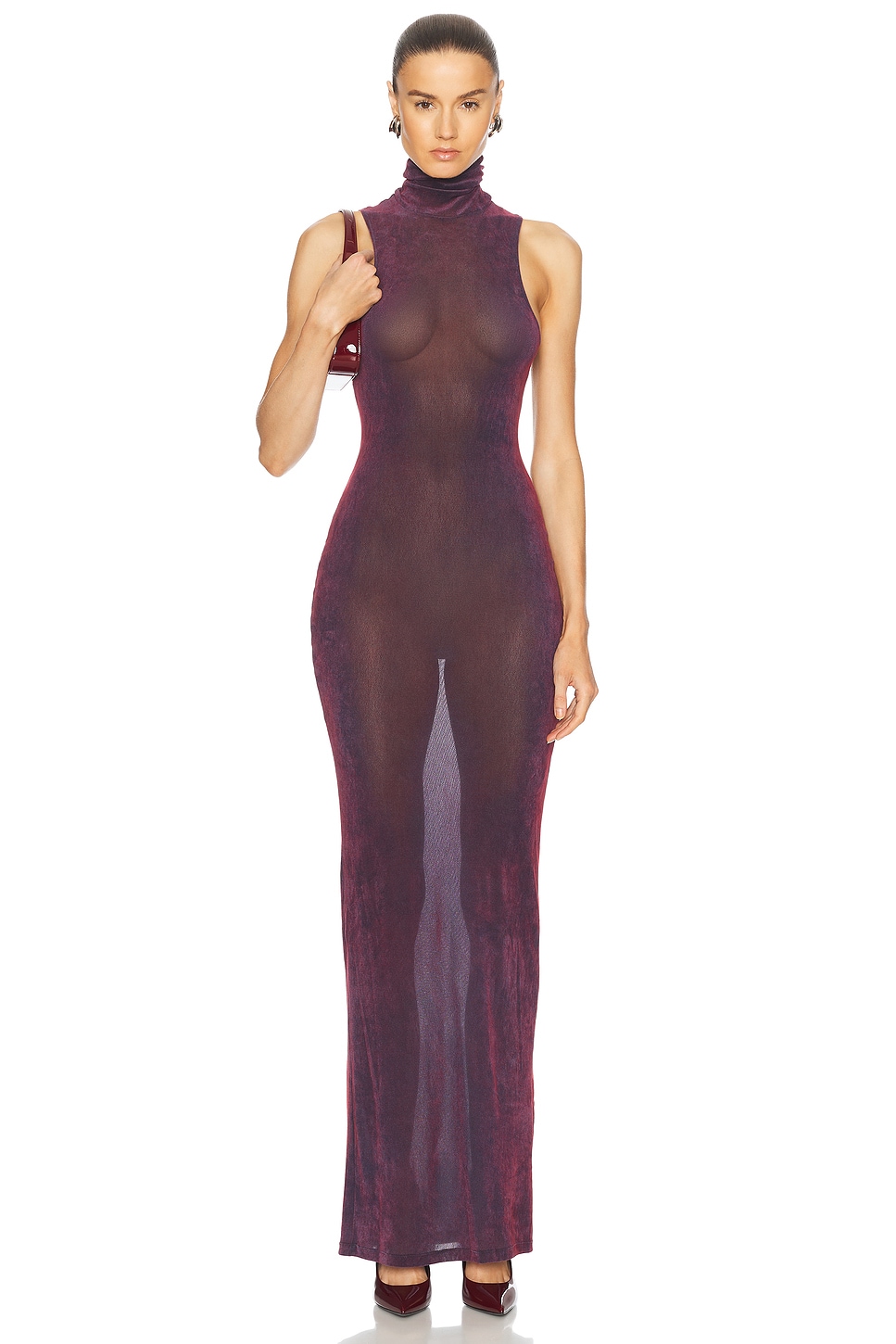 Turtleneck Maxi Dress in Burgundy