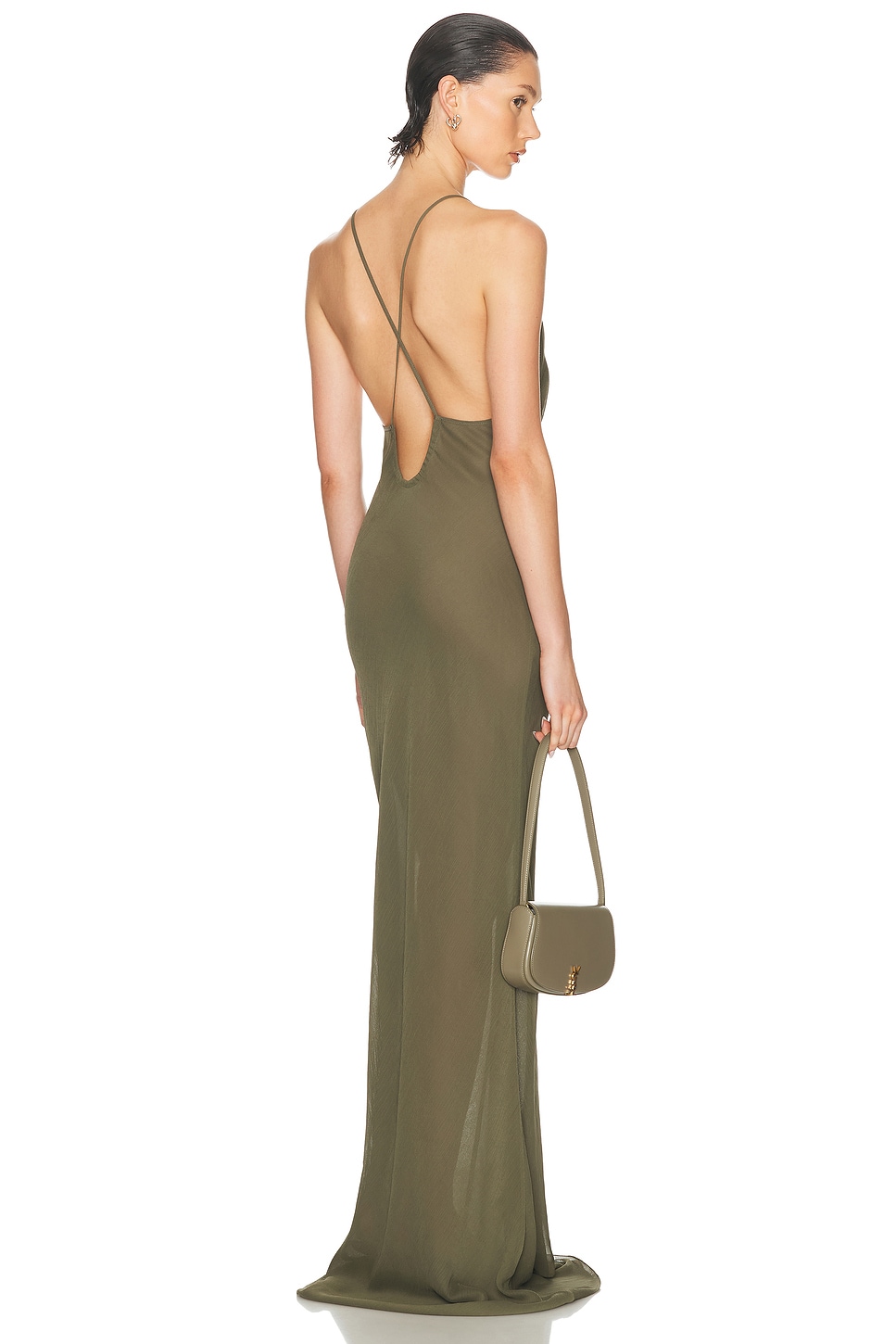 Low Back Bias Gown in Olive