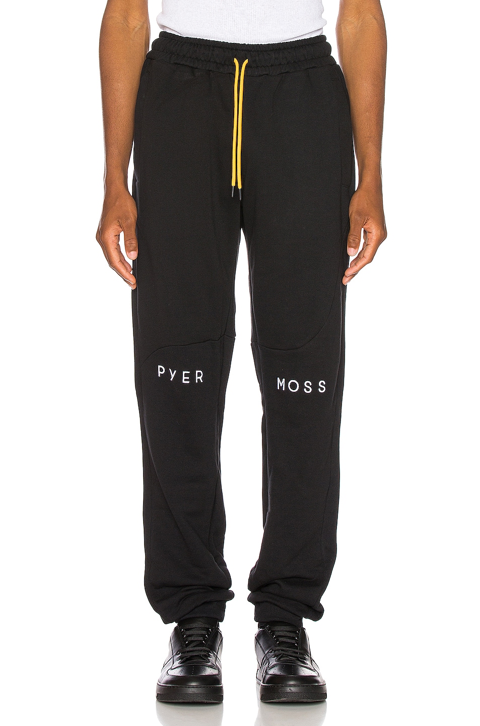 Image 1 of Pyer Moss Embroidered Logo Slouchy Pant in Black